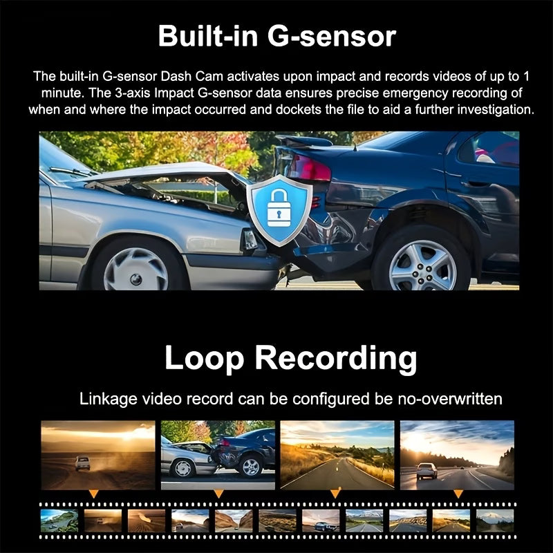 Dual Dash Cam: 1080P Front And 720P Interior