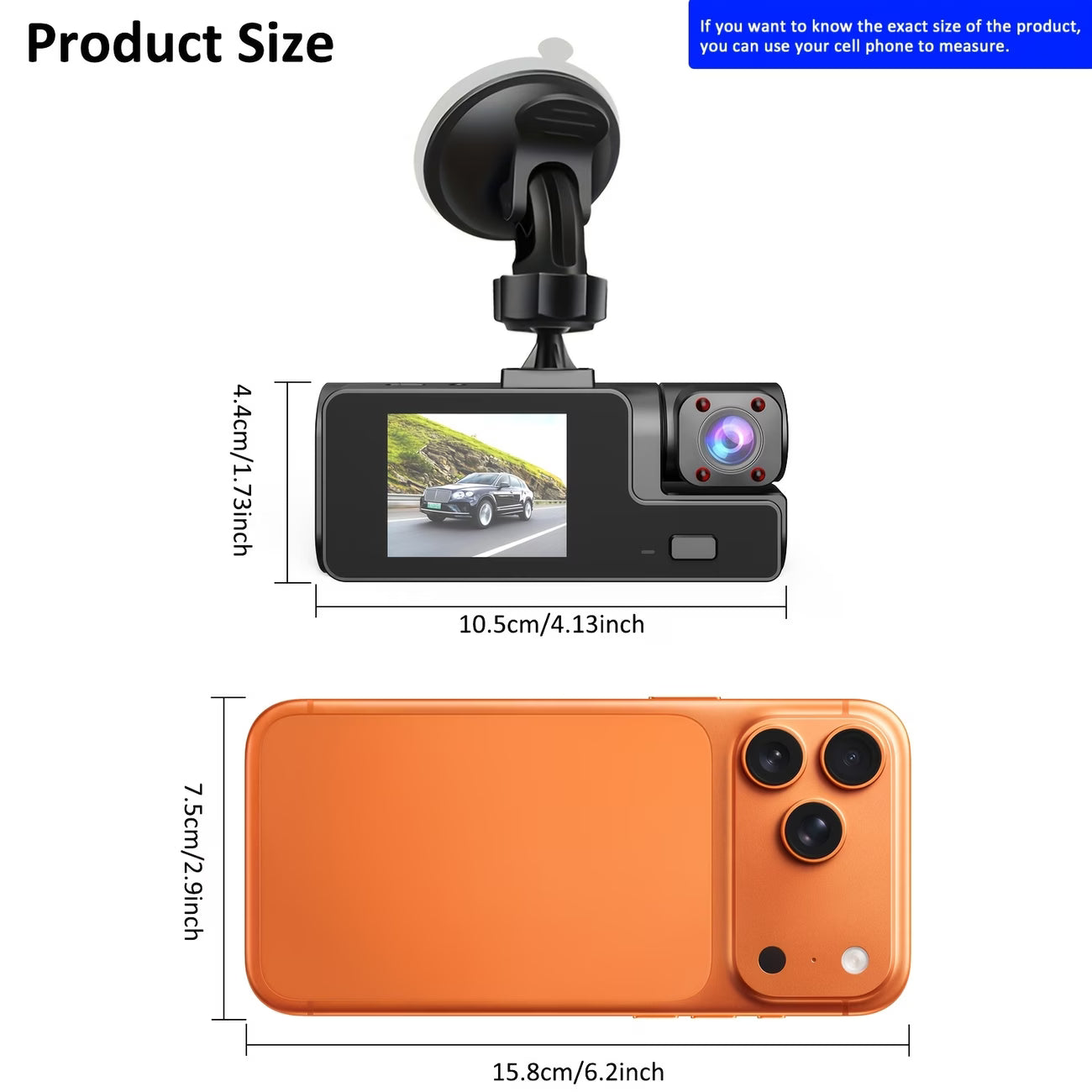 Dual Dash Cam: 1080P Front And 720P Interior